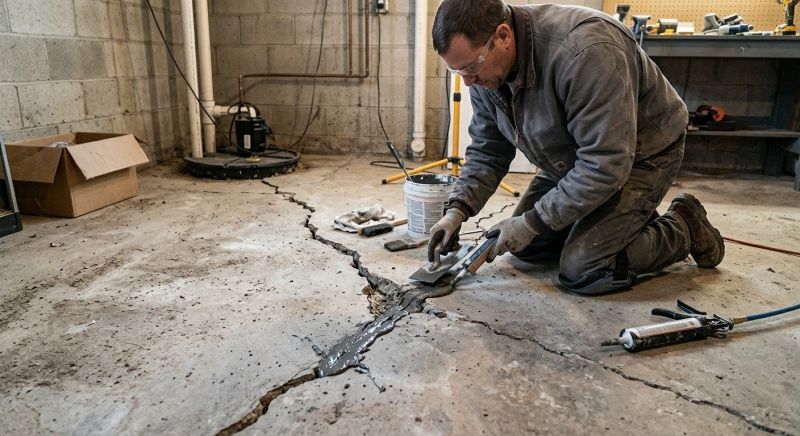 Cracked Basement Floor Repair in Martinsville, VA